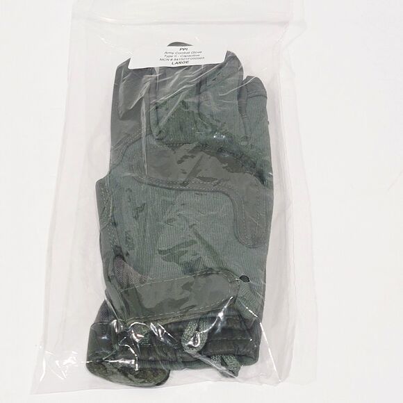 Army Combat Gloves Type 2 Capacitive Mens Sz Large Green Leather Promotions Plus - Picture 2 of 5